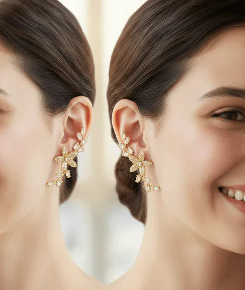 Floral Crystal Vine Earrings